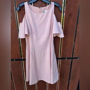 Eliza J Cold Shoulder Shift Dress Size 6 light pink